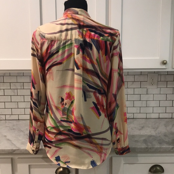 HD in Paris Top Womens 2 Silky Multicolor Anthropolgie Wrap Blouse Artsy Boho - Picture 3 of 10